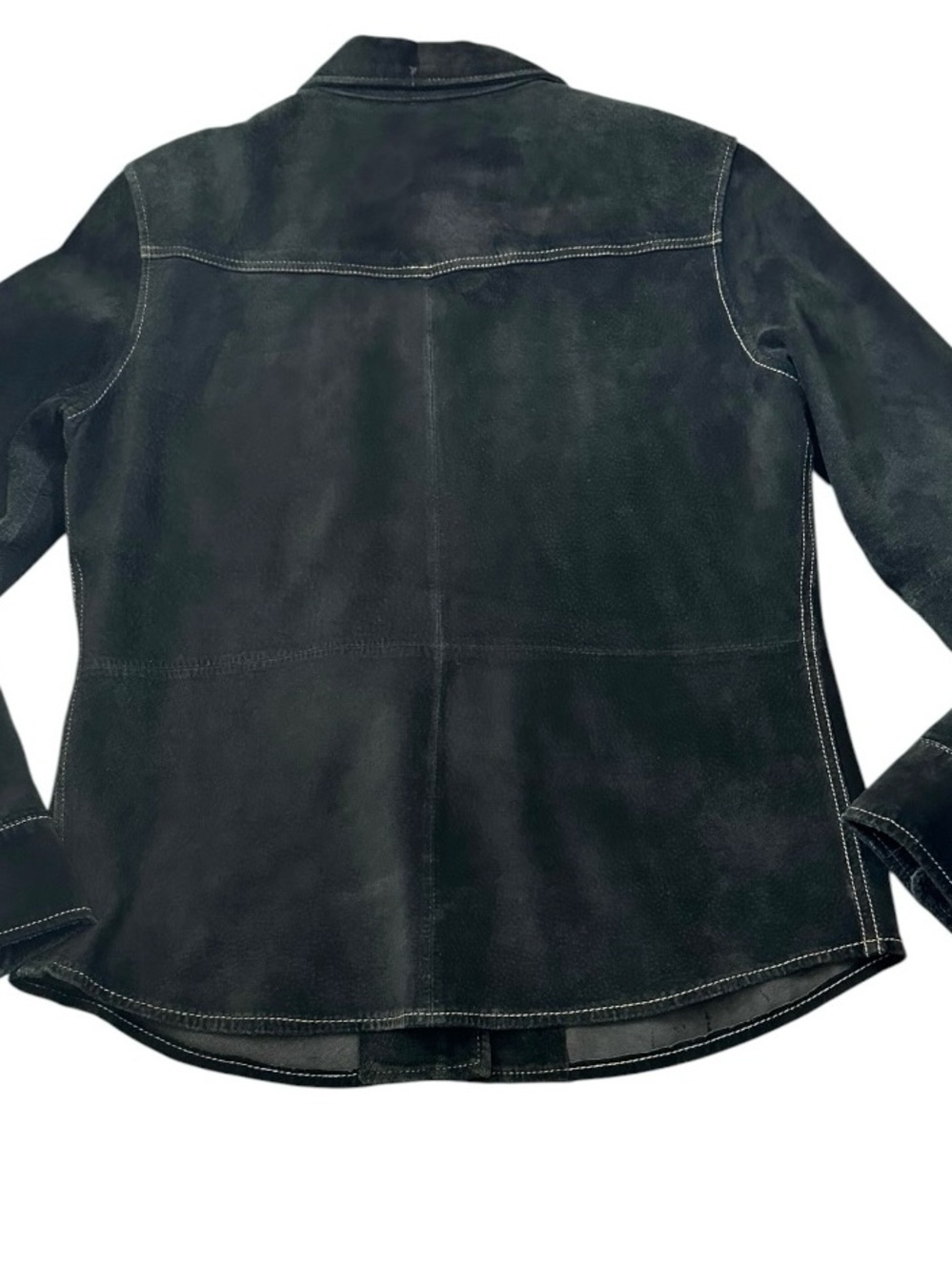 Vintage Willi Smith Black Distressed Leather Western Pearl Snap Cowgirl Shirt M - Picture 4 of 12